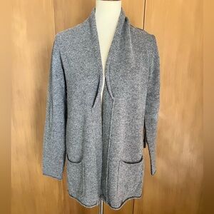 JJill small open front cardigan, gray heathered, EUC